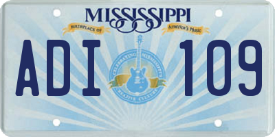 MS license plate ADI109