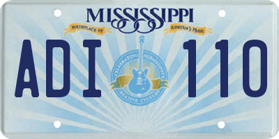 MS license plate ADI110