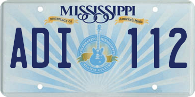 MS license plate ADI112