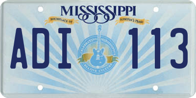 MS license plate ADI113