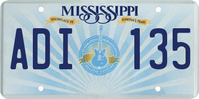 MS license plate ADI135