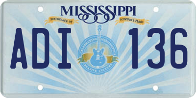 MS license plate ADI136