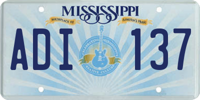 MS license plate ADI137