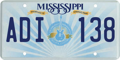 MS license plate ADI138