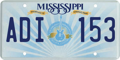 MS license plate ADI153