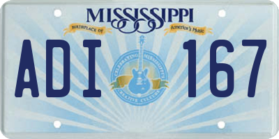 MS license plate ADI167