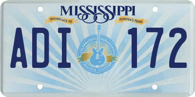 MS license plate ADI172