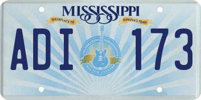 MS license plate ADI173