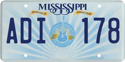 MS license plate ADI178