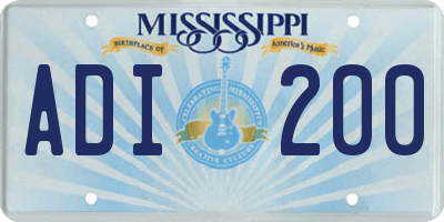 MS license plate ADI200