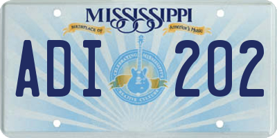 MS license plate ADI202