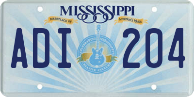 MS license plate ADI204