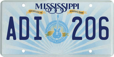 MS license plate ADI206