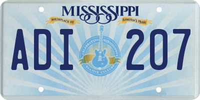 MS license plate ADI207