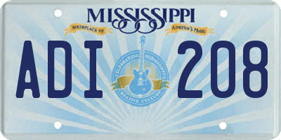 MS license plate ADI208
