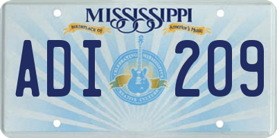 MS license plate ADI209