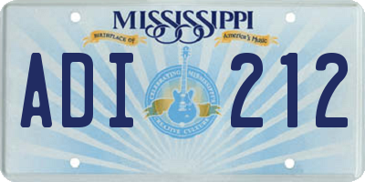 MS license plate ADI212
