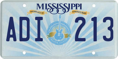 MS license plate ADI213