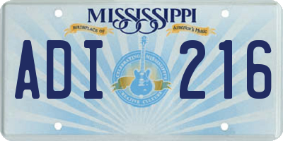 MS license plate ADI216