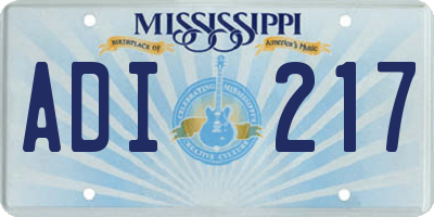 MS license plate ADI217