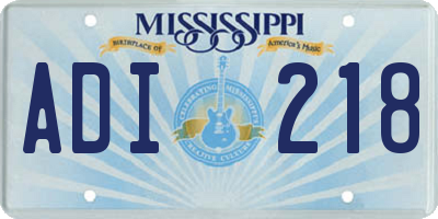 MS license plate ADI218