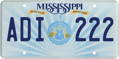 MS license plate ADI222