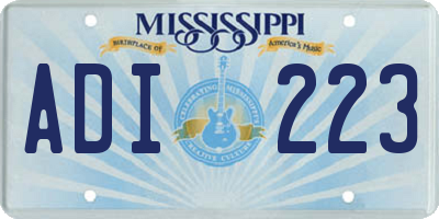 MS license plate ADI223