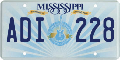MS license plate ADI228