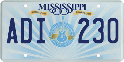 MS license plate ADI230