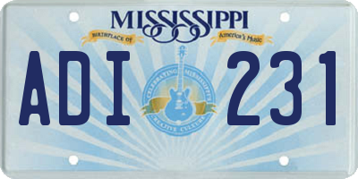 MS license plate ADI231