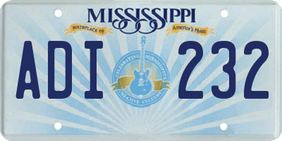 MS license plate ADI232