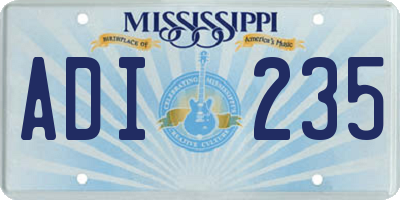 MS license plate ADI235