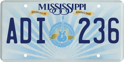MS license plate ADI236