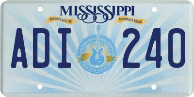 MS license plate ADI240