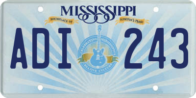 MS license plate ADI243