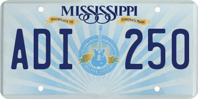 MS license plate ADI250