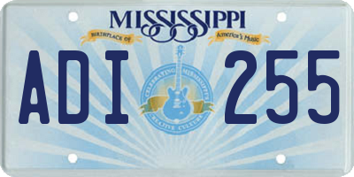 MS license plate ADI255