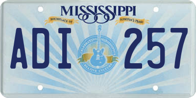 MS license plate ADI257