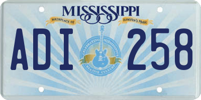 MS license plate ADI258