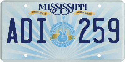 MS license plate ADI259