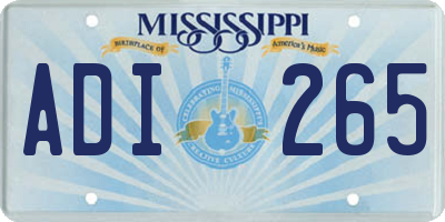 MS license plate ADI265
