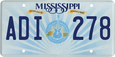 MS license plate ADI278