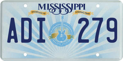 MS license plate ADI279