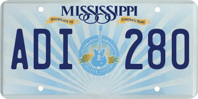 MS license plate ADI280