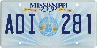 MS license plate ADI281