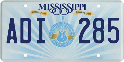 MS license plate ADI285