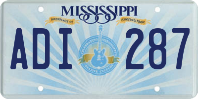 MS license plate ADI287