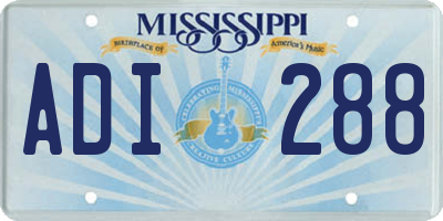 MS license plate ADI288