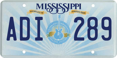 MS license plate ADI289