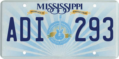 MS license plate ADI293